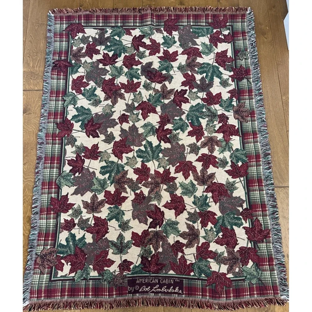 Vintage Bob Timberlake Tapestry Throw Blanket American Cabin Floral 66